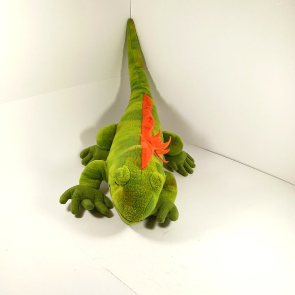 Wild Republic Iguana Lizard Stuffed Animal Plush Green Orange Realistic 23" - Picture 2 of 14